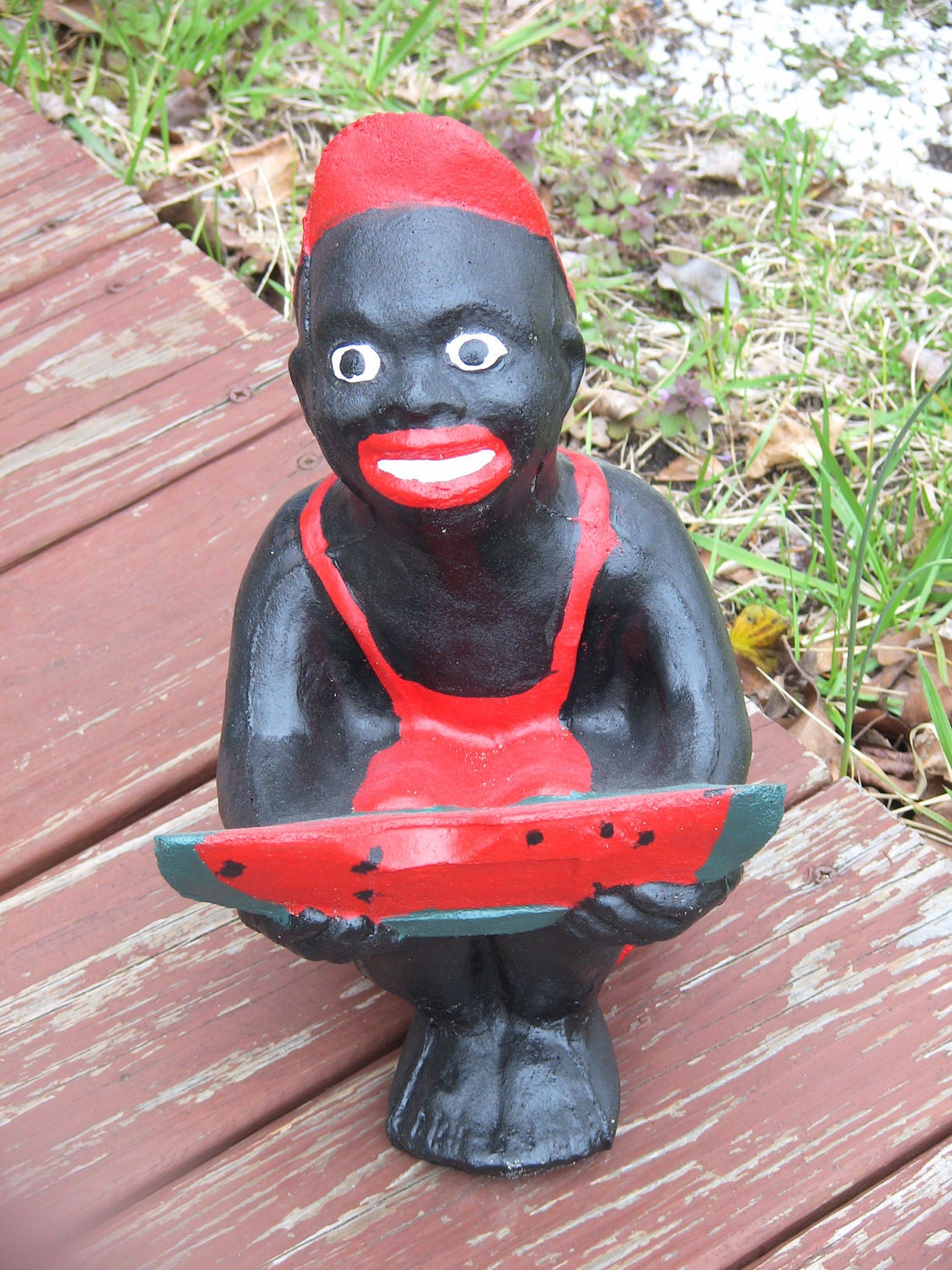 Black Watermelon Boy Concrete Statue Etsy