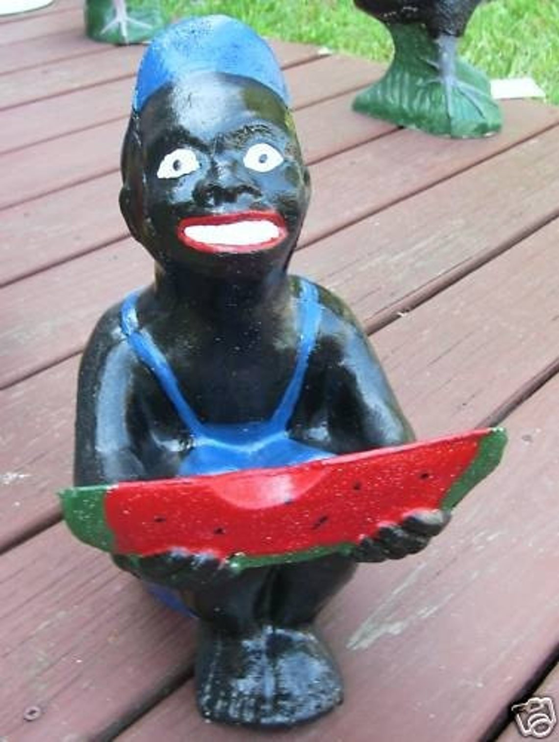Black Watermelon Boy Concrete Statue Etsy
