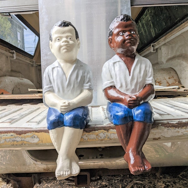 Little Black Boy Fishing Statue Etsy