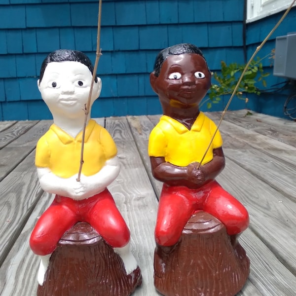 Boy Fishing Figurine Etsy