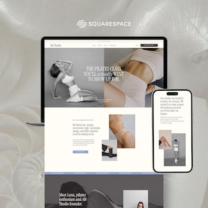 Squarespace Template for Pilates & Yoga Studio | Minimal Fitness Website (Class Scheduling, Booking, Video Library)