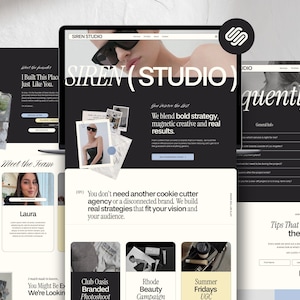 Bold Squarespace Website Template for Creatives | Modern Editorial Website for Agencies, Coaches & Social Media Managers