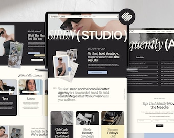 Bold Squarespace Website Template for Creatives | Modern Editorial Website for Agencies, Coaches & Social Media Managers