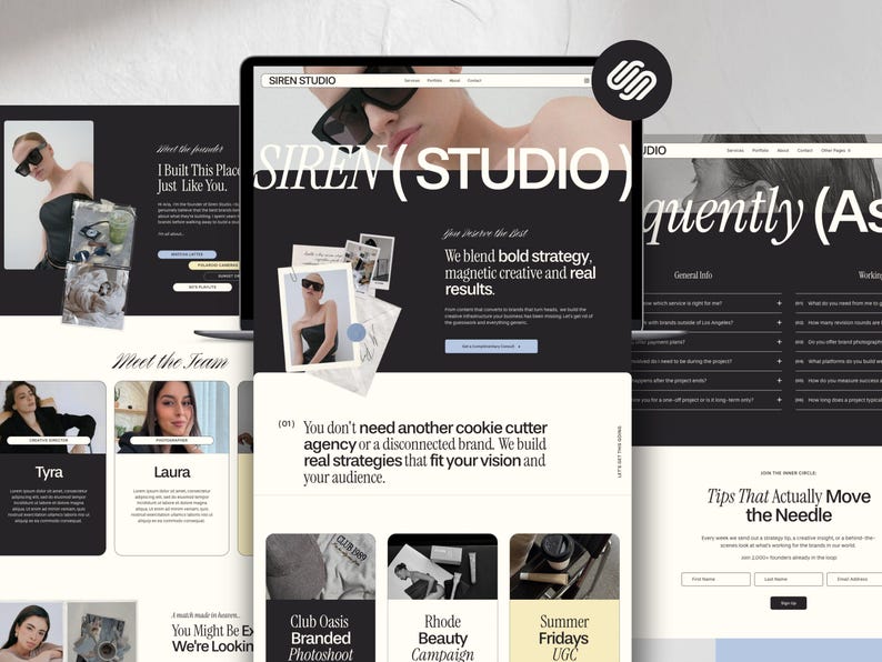 Bold Squarespace Website Template for Creatives | Modern Editorial Website for Agencies, Coaches & Social Media Managers image 1