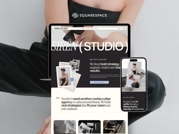 Bold Squarespace Template for Creatives | Modern Editorial Website for Agencies, Coaches & Social Media Managers