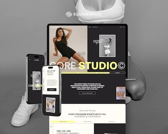 Bold Squarespace Website Template for personal trainers and fitness coaches