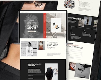 Squarespace 7.1-sjabloon voor bureaus, socialmediamanagers, rood-zwart websiteontwerp