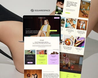 Squarespace Template for Personal Trainer, Fitness Coach Website, Neon Website theme, Bold Squarespace design