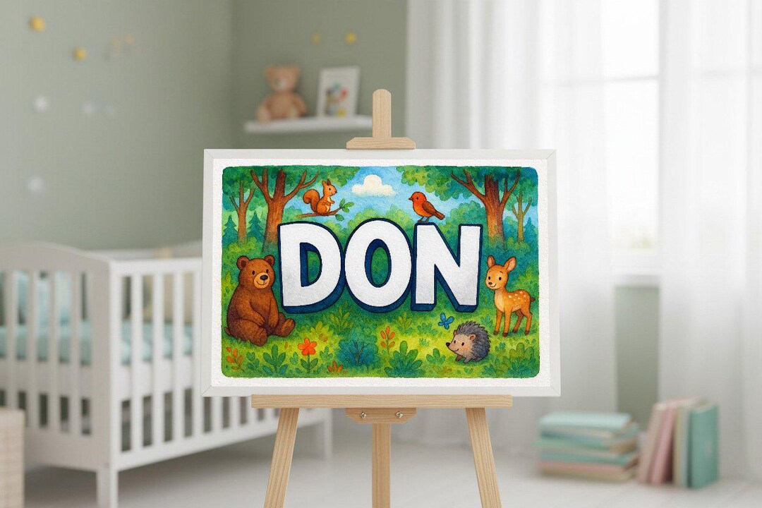Don Name Art - Personalized Forest Friends Name Art Print for Don ...