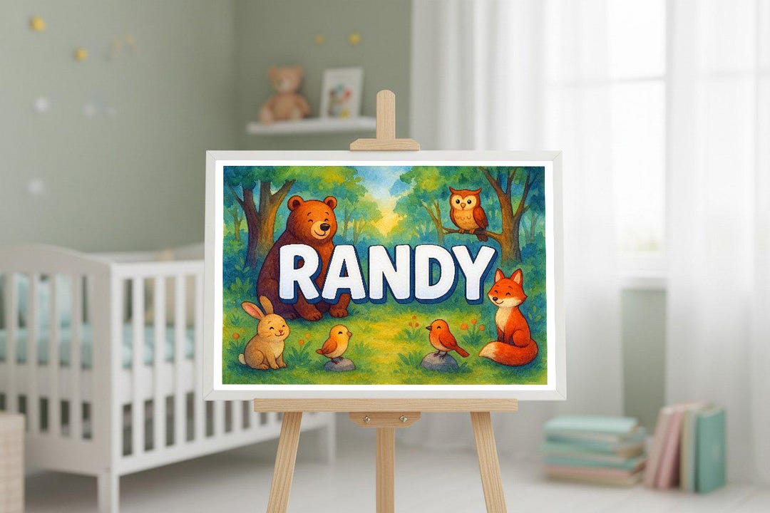 Randy's Forest Friend Name Art Print: Personalized Nursery Decor ...