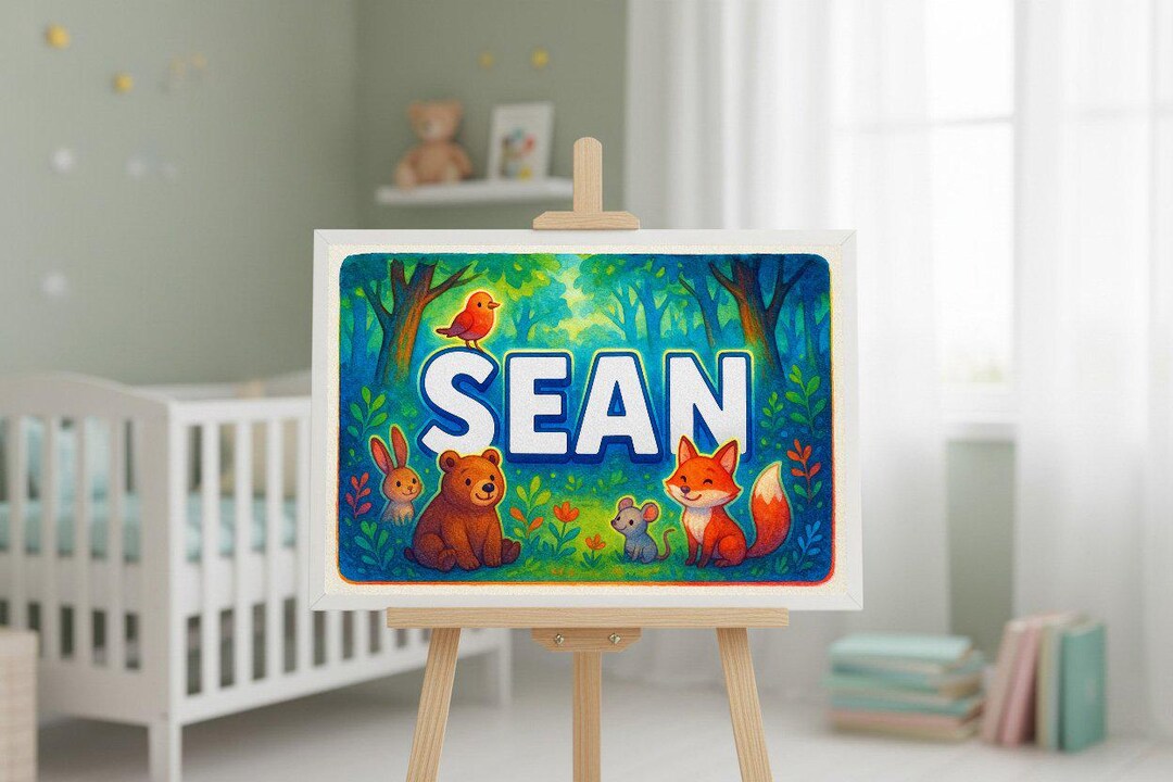 Sean Name Sean Name Art - Personalized Woodland Name Art Print for Sean - Forest ...