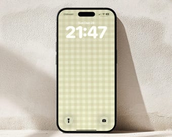 Geel geruit behang | iPhone, Android-telefoon (digitale download)