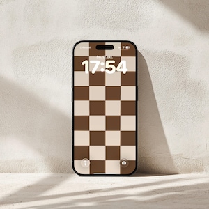 Bruin geruit behang | iPhone, Android-telefoon (digitale download)
