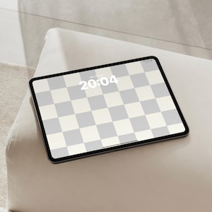 Light Blue Checkered Wallpaper | for iPad and Android tablet (Digital Download)