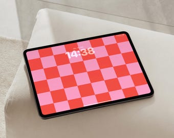 Rood-roze geruite achtergrond | iPad, Android-tablet (digitale download)