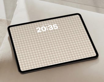 Beige ruitjesbehang | iPad, Android-tablet (digitale download)