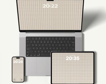 Beige Gingham Wallpaper Bundle | iPhone, iPad, MacBook (Digital Download)