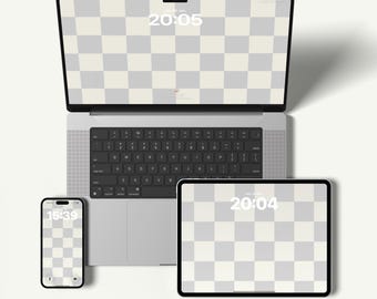 Bundel met lichtblauwe geruite achtergronden | iPhone, iPad, MacBook (digitale download)