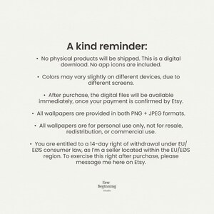 Pode incluir: Um gr&aacute;fico de informa&ccedil;&otilde;es digitais com o t&iacute;tulo A kind reminder: seguido de pontos que detalham os termos para um download digital, incluindo formatos de arquivo, direitos de uso e pol&iacute;ticas de desist&ecirc;ncia do consumidor da UE.
