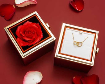 Rosa Eterna Blu con Collana Mamma | Regalo Unico per Festa della Mamma