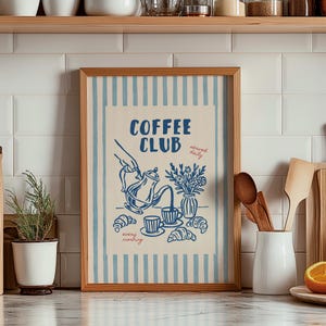 Coffee lover wall art with hand drawn illustration