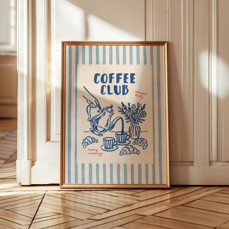 Coffee club sign wall decor for kitchen coffee station