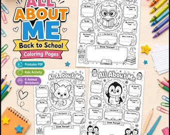 Feuille de travail Tout sur moi pour les enfants, page à colorier pour la rentrée, PDF imprimable pour la rentrée, activité pour la maternelle