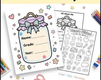 Livres de souvenirs de fin d'année pour enfants | Activité « Mon année dans un bocal » | Souvenir du dernier jour d'école | PDF à colorier imprimable