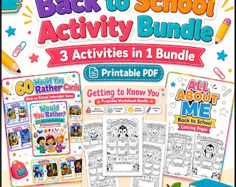 Lot d'activités pour la rentrée scolaire, activités de la première semaine d'école, feuilles d'exercices Tout sur moi, jeu brise-glace, cartes Préférez-vous à imprimer