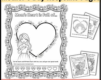 Coloriages pour la fête des mères | Cadeau imprimable pour la fête des Mères pour maman | Bricolage préscolaire pour enfants | 10 pages imprimables