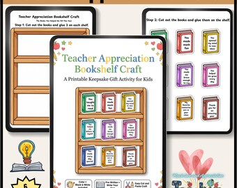 Cadeau de la semaine d'appréciation des enseignants | Bricolage d'étagère d'appréciation des enseignants | Artisanat de remerciement imprimable | Cadeau souvenir de fin d'année pour les enseignants