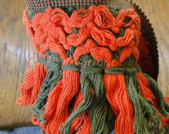 Red and Green Fringe Trim - One Yard