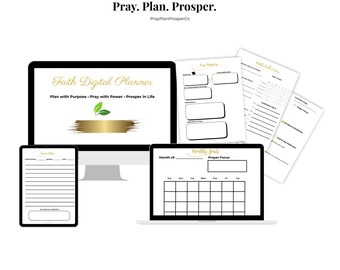 Faith Digital Planner | Christian Prayer Journal | Undated Daily, Weekly, Monthly Planner | Printable PDF & GoodNotes Bible Study Pages