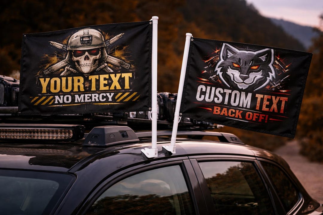 Custom Logo Car Window Banner | Personalized Vehicle Flag for Branding ...