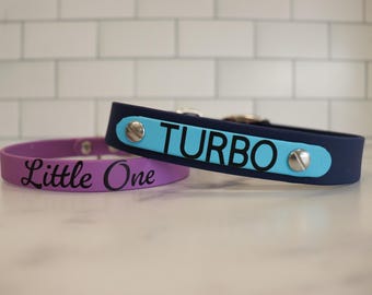 Collar para perro personalizado de 2,5 cm con placa de identificación de 1,6 cm