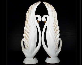 Swan Art Deco Style Redware Ceramic Black Swan Planter or Vase