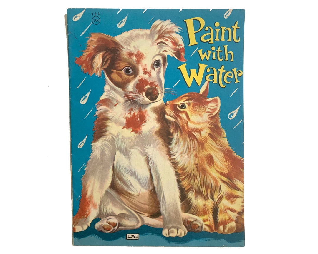 Vintage Puppy Kitten Paint With Water Children's Activity Book Paper ...