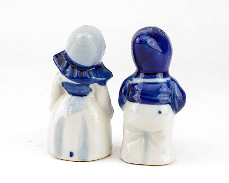 Vintage Dutch Holland Salt and Pepper Shakers Blue and White Cork