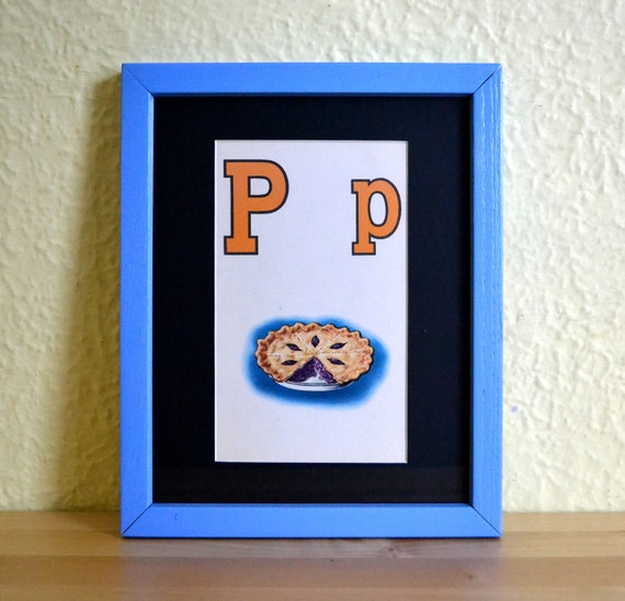 Pie Vintage Art Alphabet Flash Card Ilration Framed P Pie Vintage Art Alphabet Flash Card