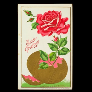 Het vintage Gouden Ei van de Groeten van Pasen van het Briefkaart en nam Mooi toe! Gemaild 1909 Wisconsin