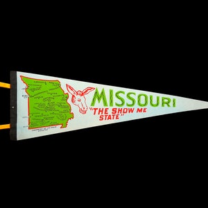 Vintage Pennant Missouri Souvenir Tourist Filcowa ściana Show Me State