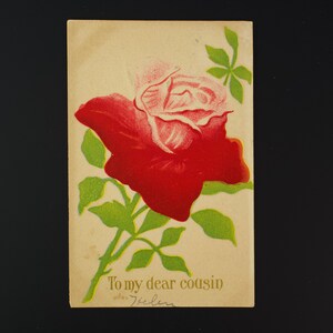 Vintage briefkaart aan mijn beste neef Rose reliëf gemaild jaren 1900 GEBRUIKT uit Madison (Wisconsin)