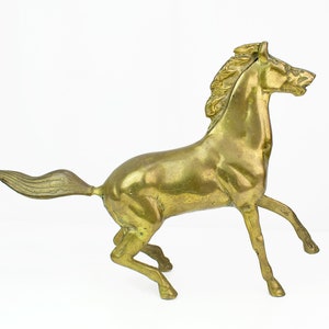 Vintage Brass Horse Paperweight Office Bookshelf MCM