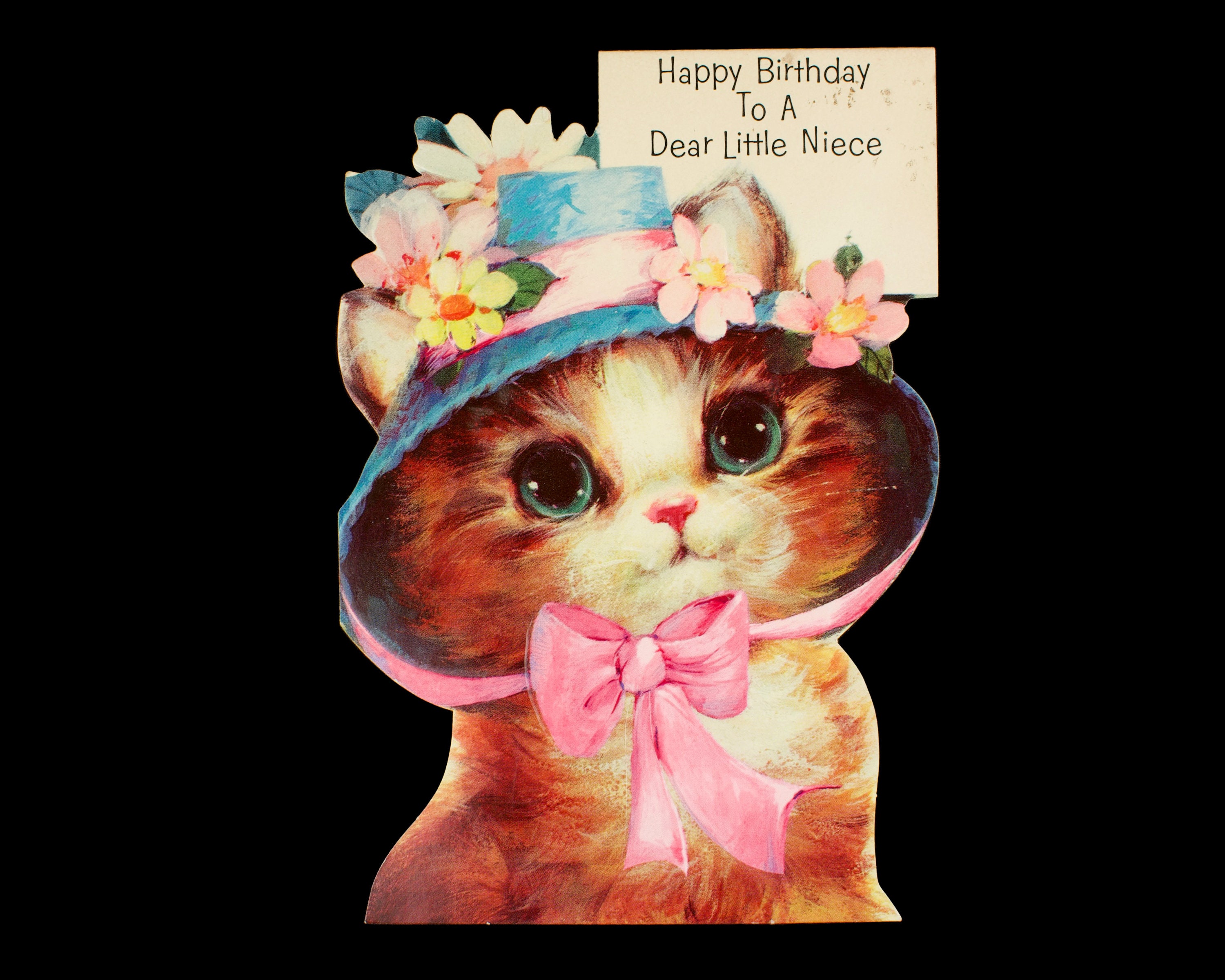 Biglietto Auguri 60° Compleanno Con Gatto Disegnato A Mano E Busta Kraft