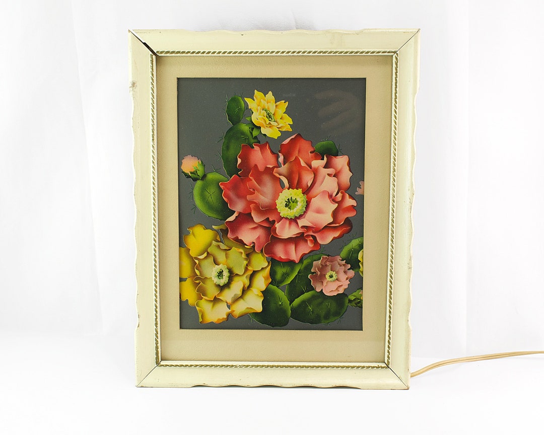 Vintage Floral Lightup Picture Underwriters Laboratories 1950's MCM