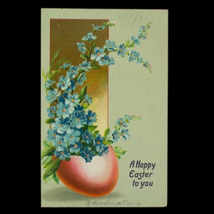 Vintage ansichtkaart Een vrolijk Pasen voor jou goud rood blauw gemaild 1908 Madison Wisconsin GEBRUIKT