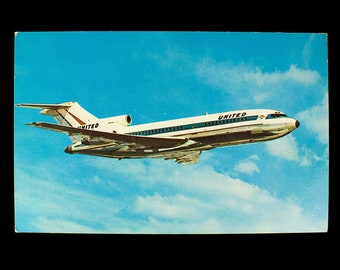 Airplane Boeing 727 United Air Vintage Postcard Unused