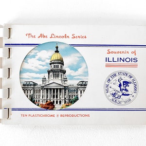 Illinois Abe Lincoln Vintage Postcards Souvenir Book Ten Plastichrome Riproduzioni