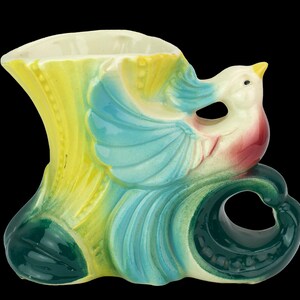 Vintage Bird Cockatoo Ceramic Colorful Vase Farmhouse Country ...