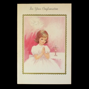 Vintage bevestiging girl's card naar uw bevestiging Ephemera nooit gebruikt 60's 70's